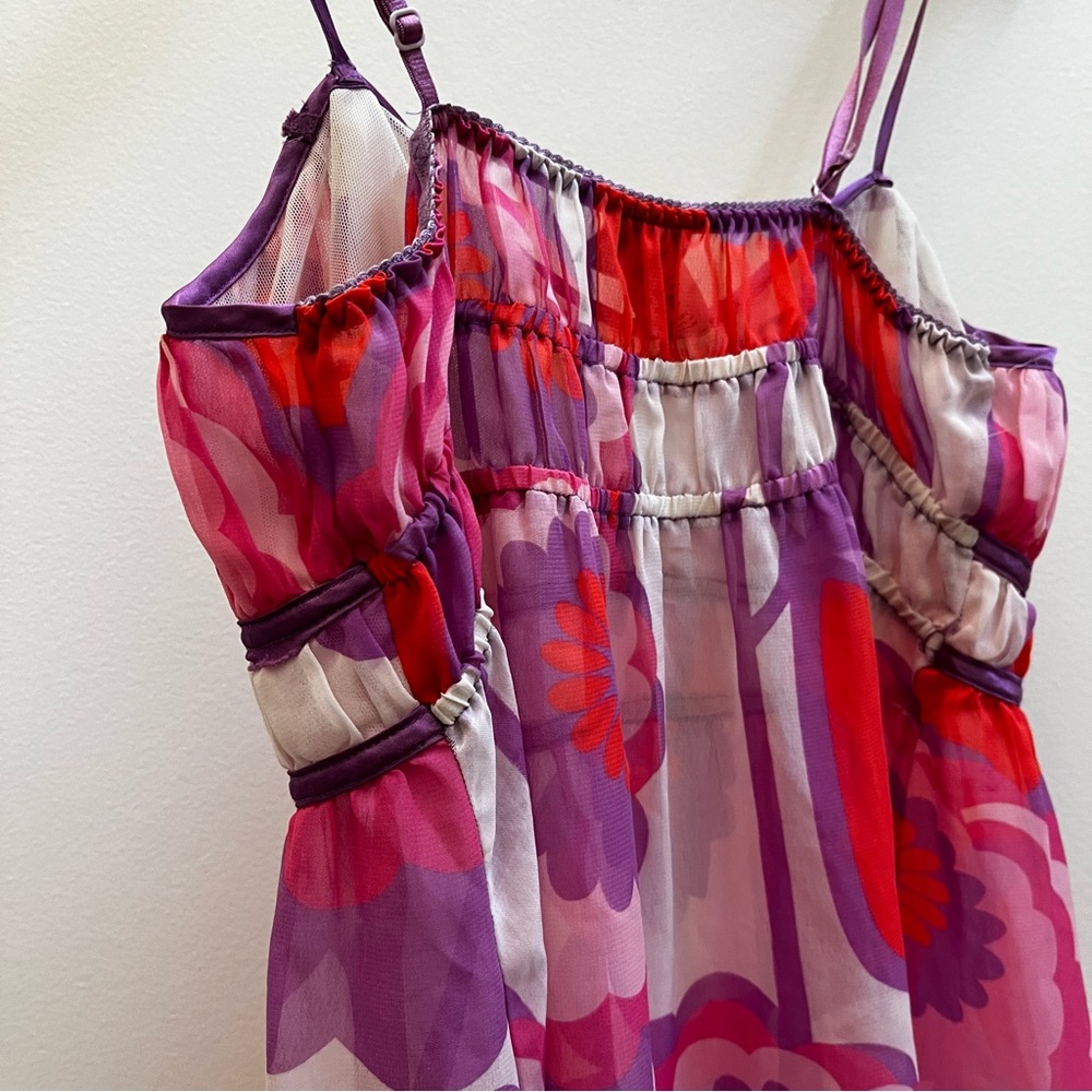 Vintage La SENZA Romantic Feminine Soft Sheer Floral Slip Maxi Dress M - Picture 6 of 6